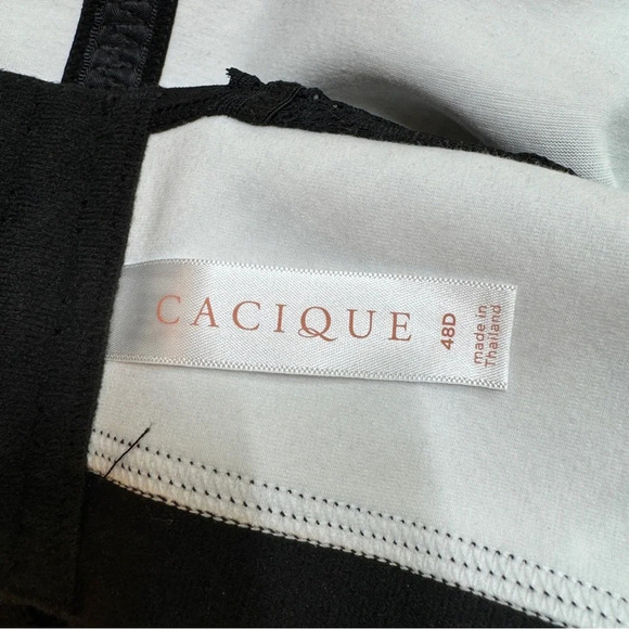{Cacique} "Cotton Unlined No-Wire Bra Lace Trim in White Plaid" Full Coverage - Picture 4 of 5